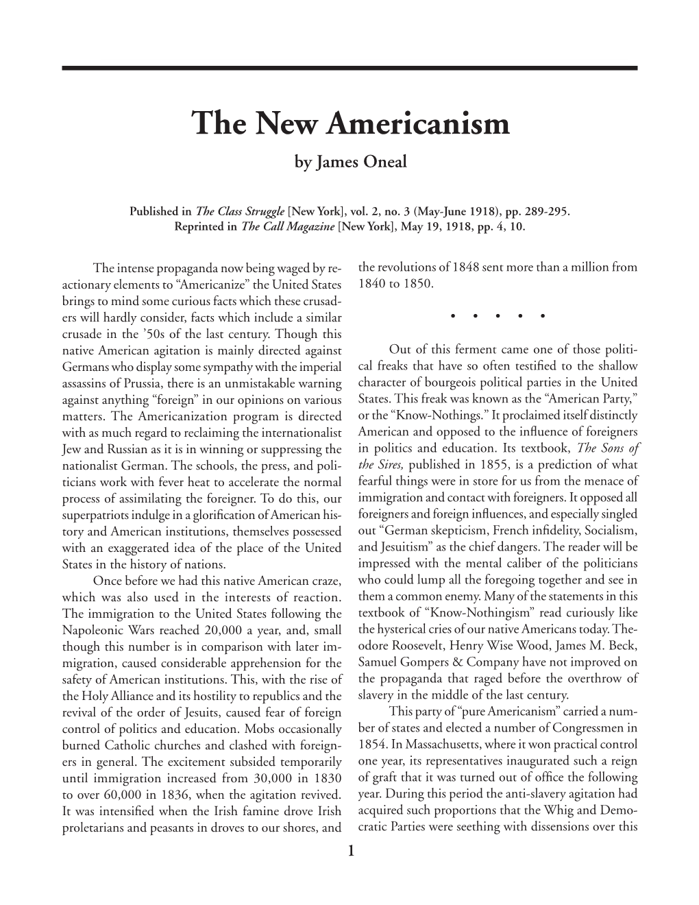 The New Americanism [May 18, 1918] 1