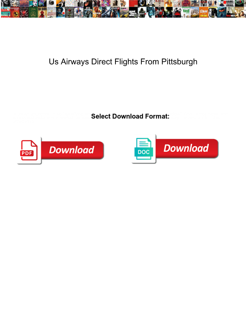 Us Airways Direct Flights from Pittsburgh