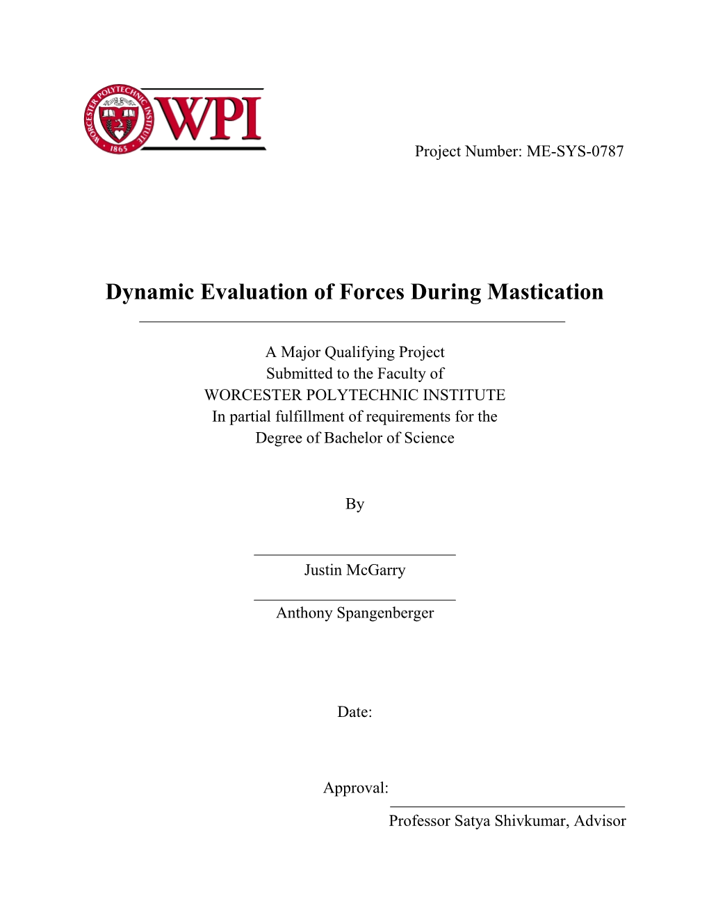 Dynamic Evaluation of Forces During Mastication