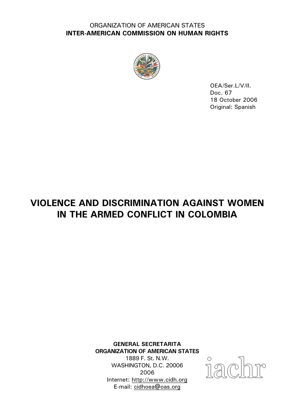 Violence and Discrimination Against Women in the Armed Conflict in Colombia