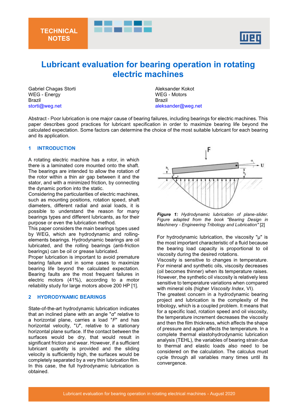 Lubricant Evaluation for Bearing Operation in Rotating Electric Machines