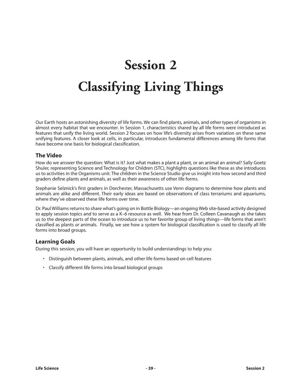 Session 2 Classifying Living Things