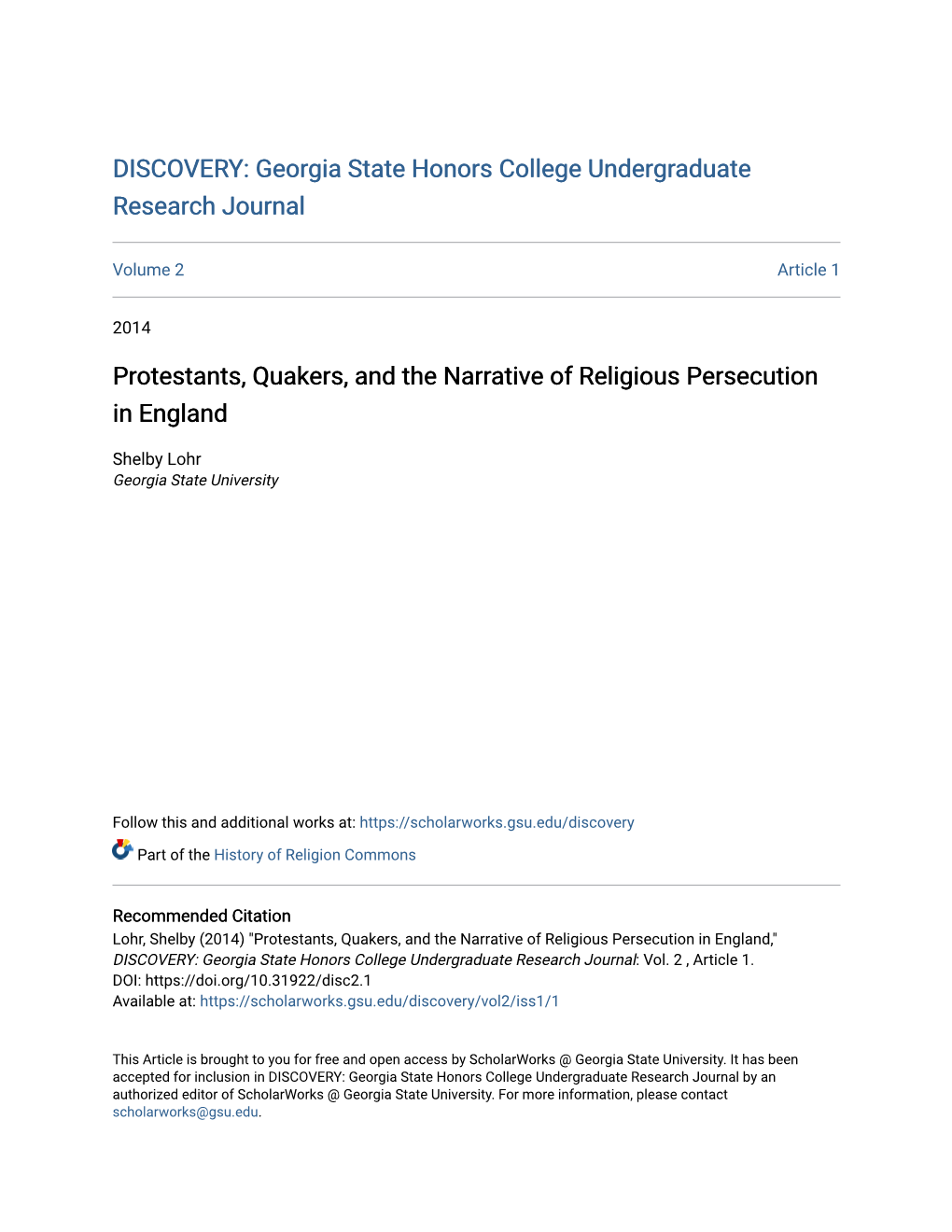 Protestants, Quakers, and the Narrative of Religious Persecution in England