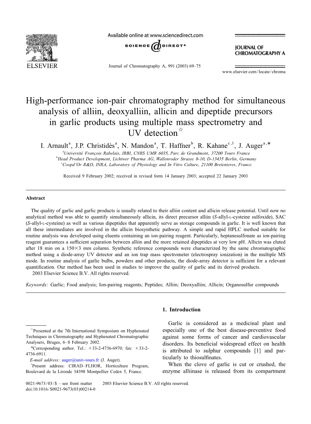 H Igh-Performance Ion-Pair Chromatography Method For