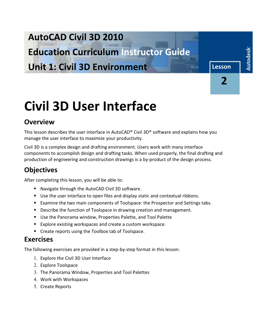 Civil 3D User Interface