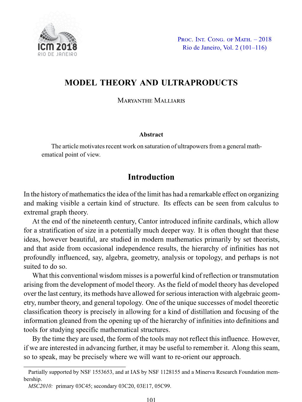 Model Theory and Ultraproducts