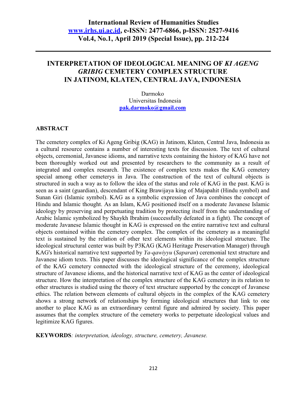 2477-6866, P-ISSN: 2527-9416 Vol.4, No.1, April 2019 (Special Issue), Pp