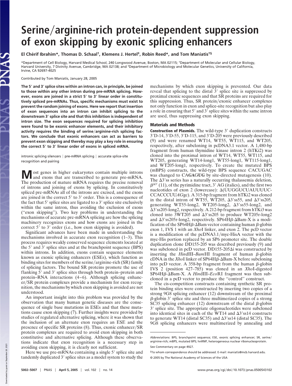 Serine Arginine-Rich Protein-Dependent Suppression Of