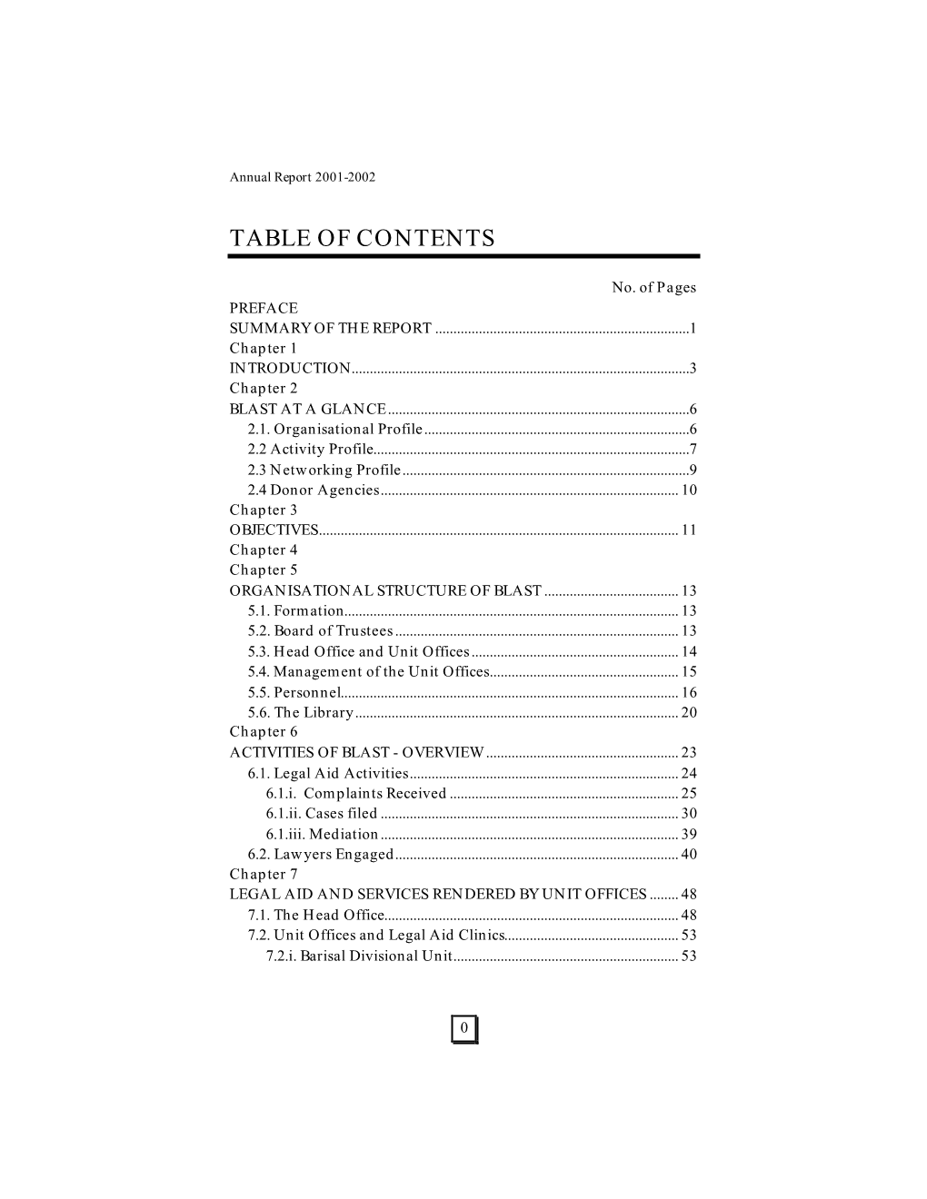 Table of Contents