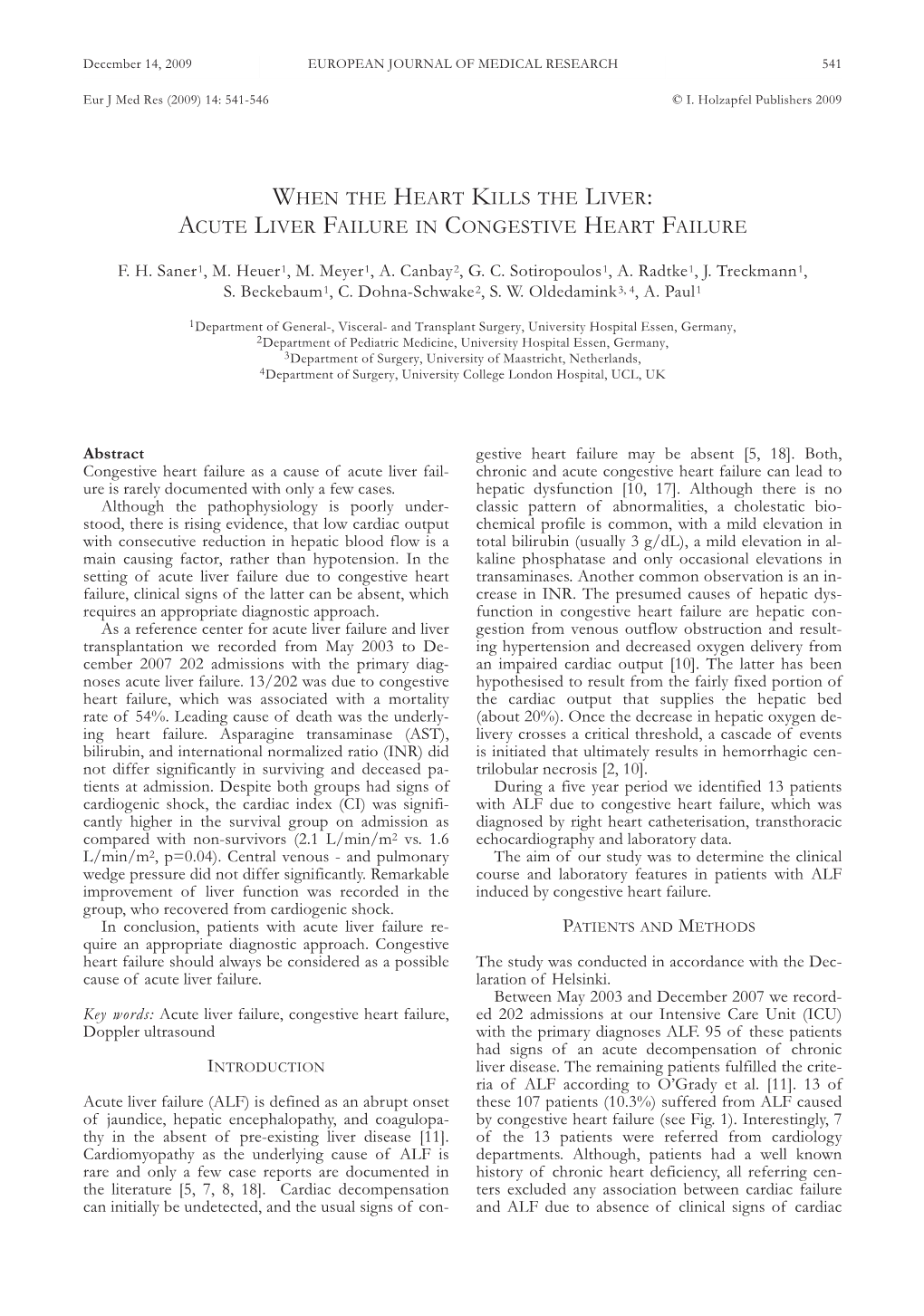 When the Heart Kills the Liver: Acute Liver Failure in Congestive Heart Failure