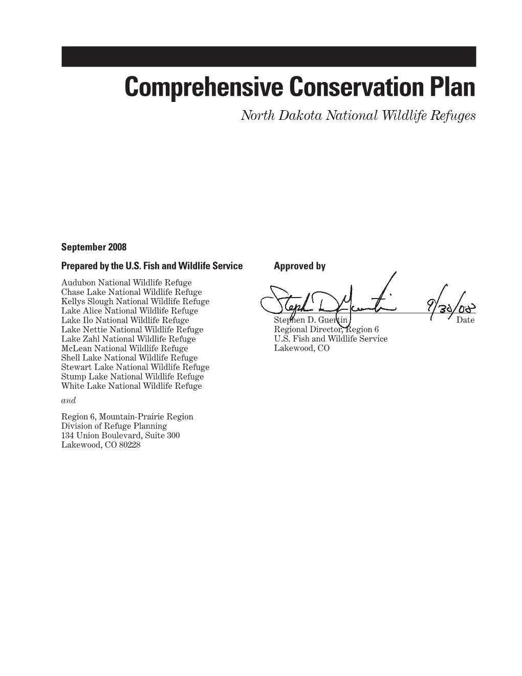 Comprehensive Conservation Plan, 12 North Dakota National Wildlife Refuges