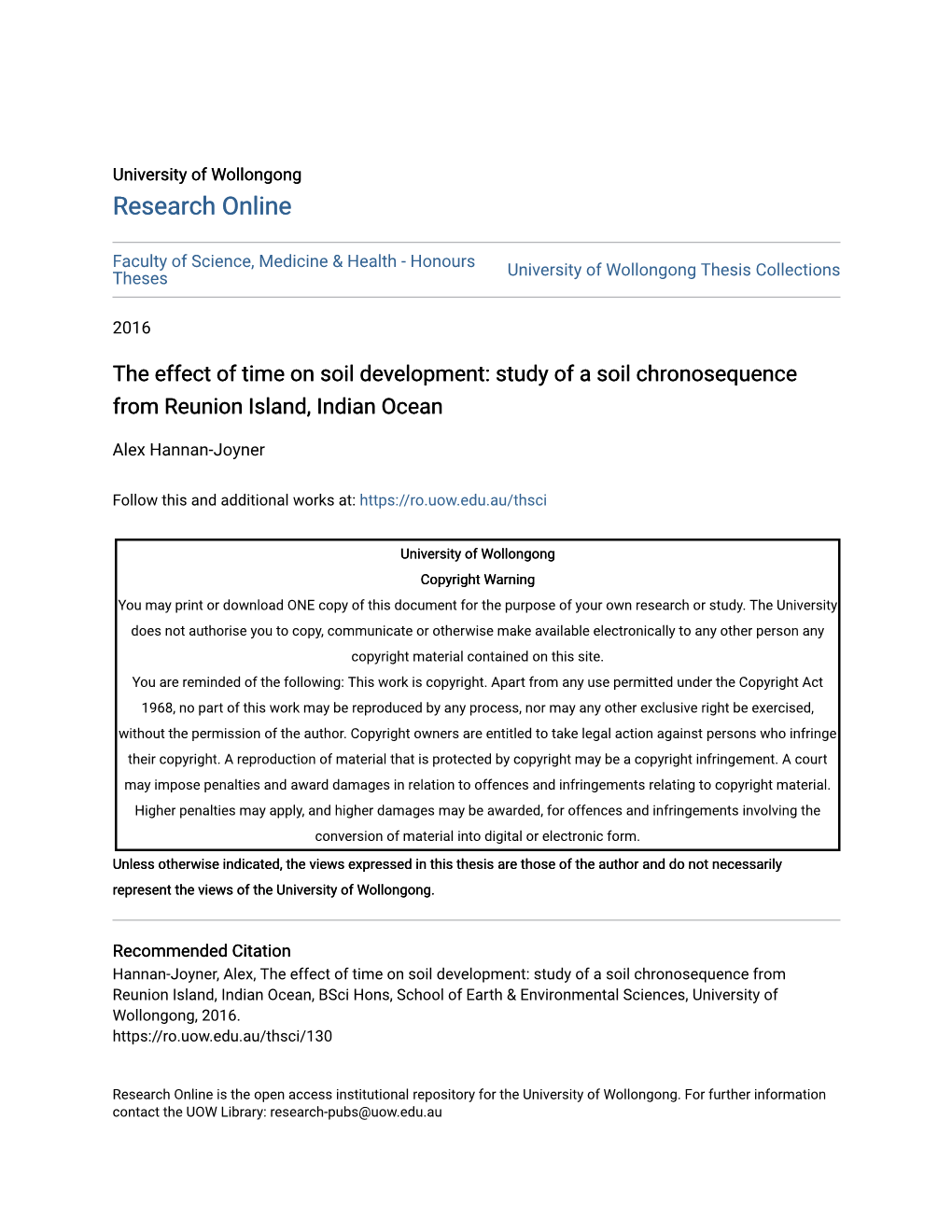 The Effect of Time on Soil Development: Study of a Soil Chronosequence from Reunion Island, Indian Ocean