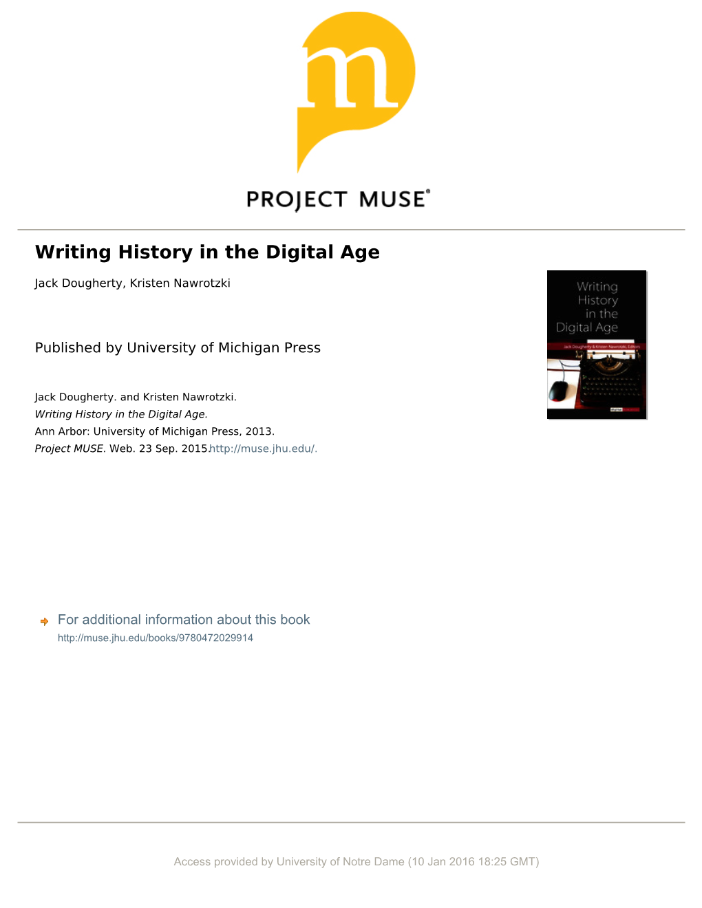 Writing History in the Digital Age