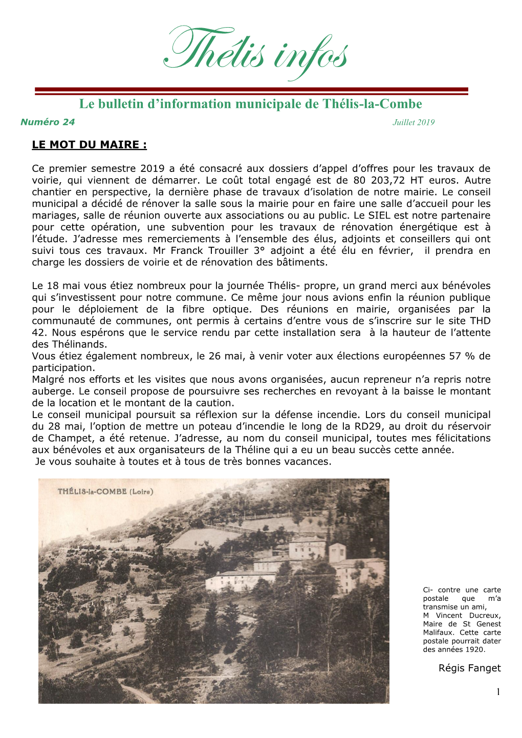 Bulletin Municipal Thélis La Combe Juillet 2019