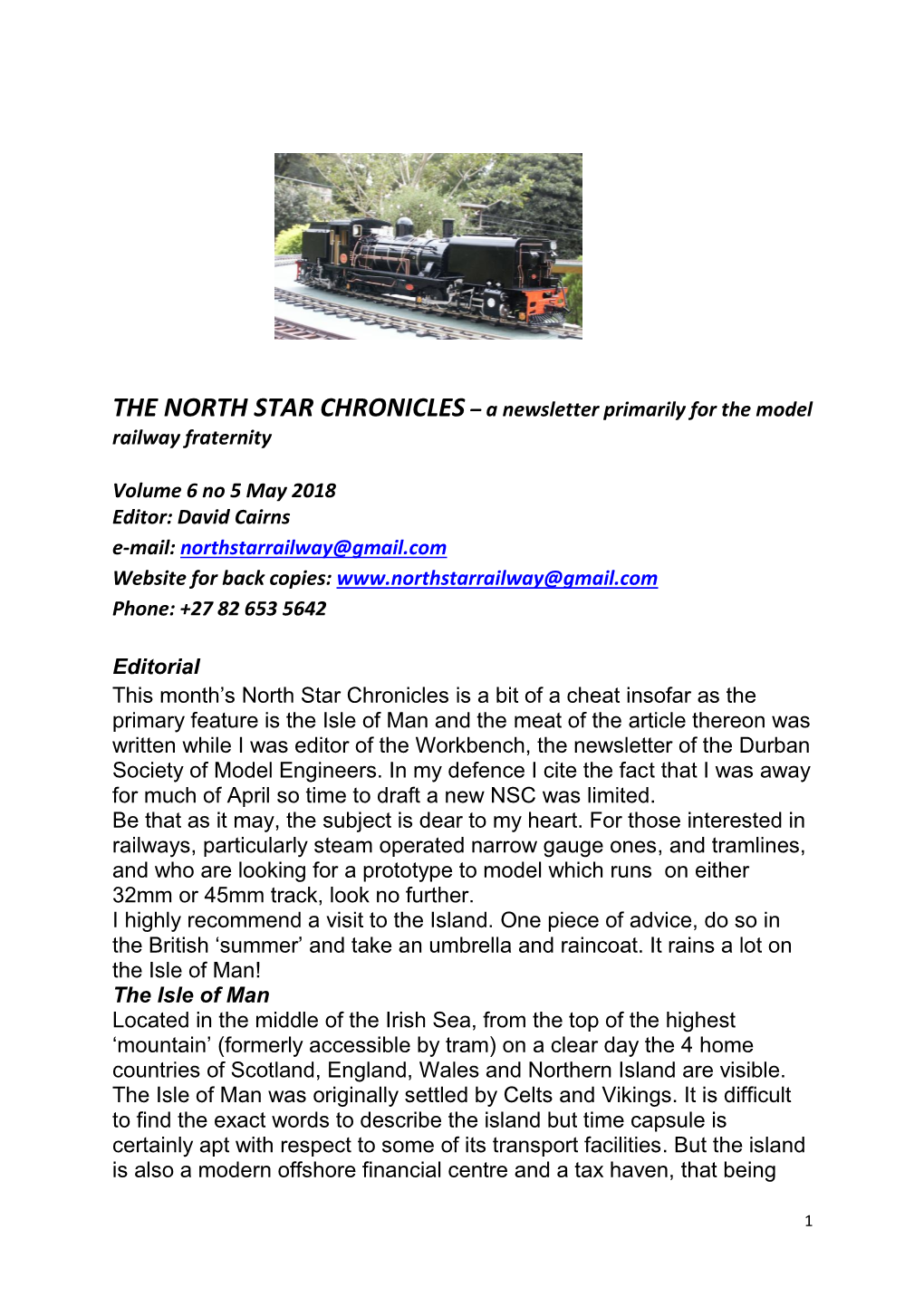 THE NORTH STAR CHRONICLES – a Newsletter Primarily for the Model Railway Fraternity