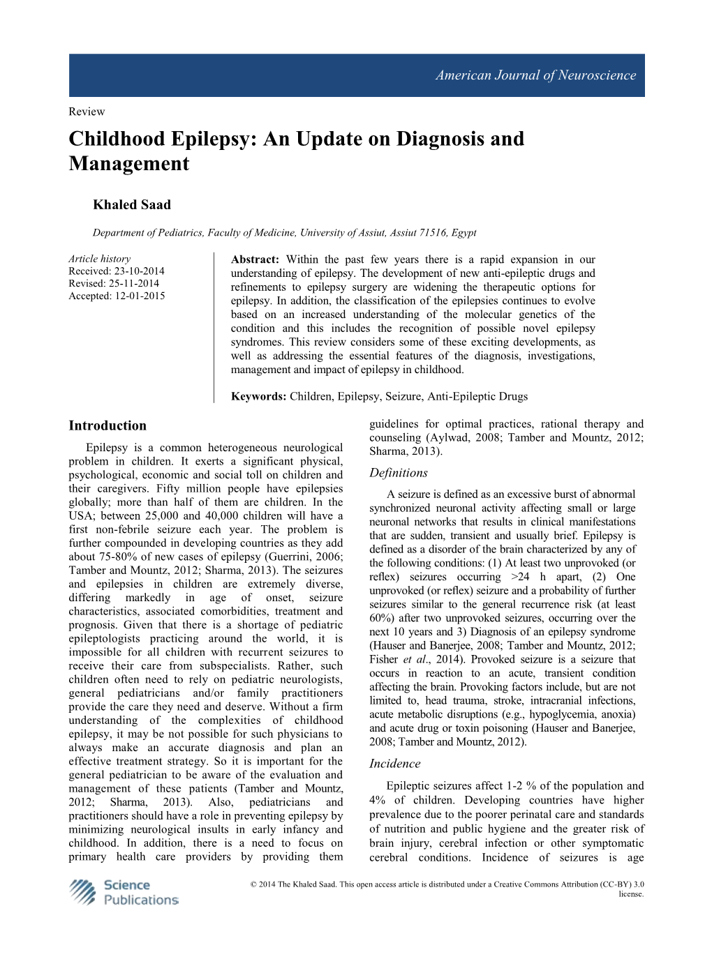 Childhood Epilepsy: an Update on Diagnosis and Management