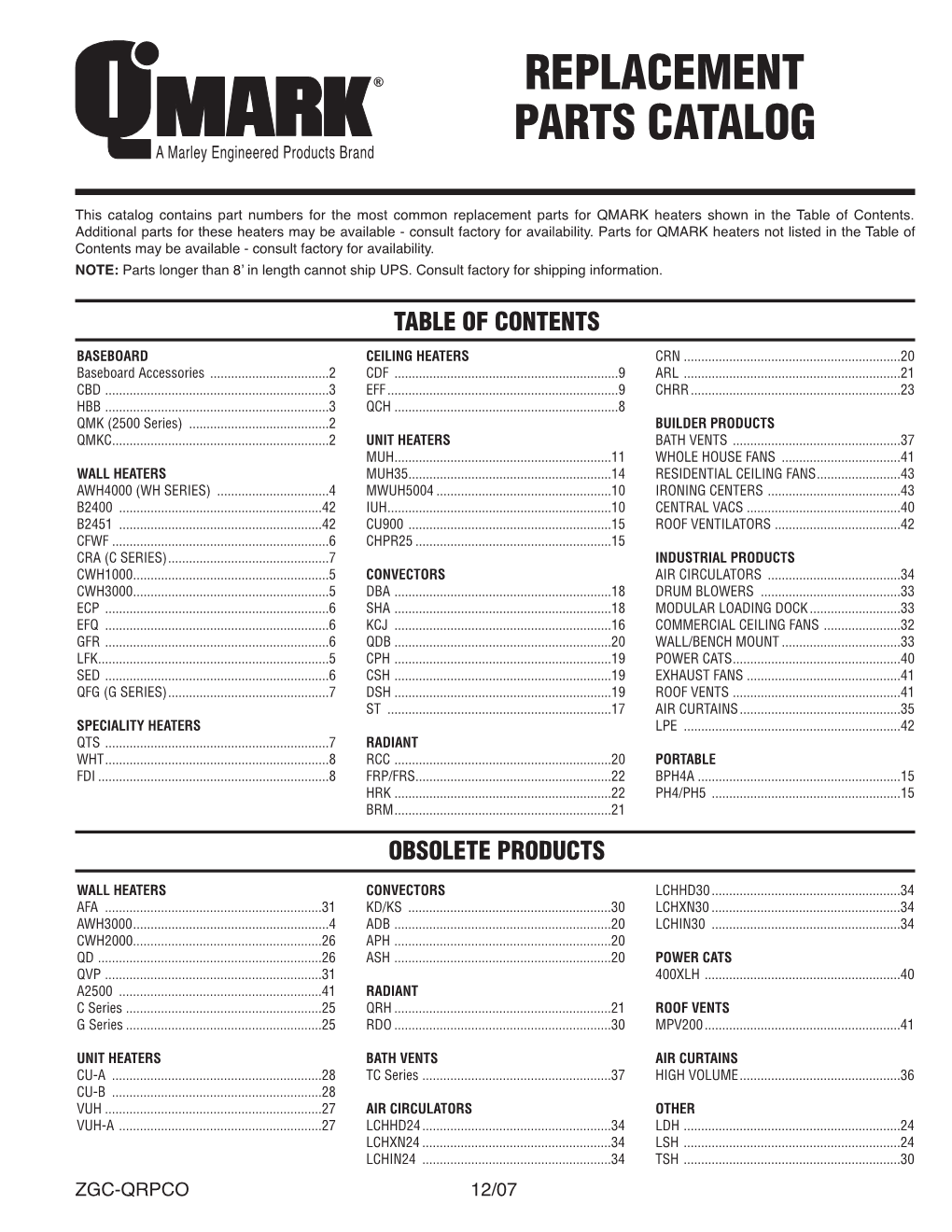 Replacement Parts with Drawings in .Pdf Format