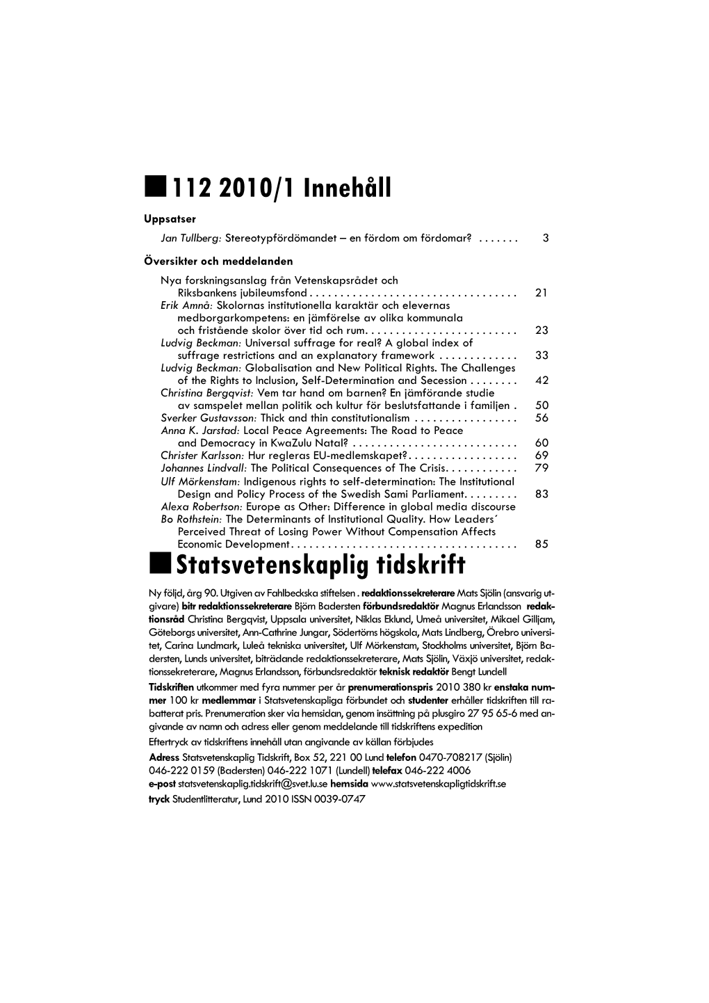 Statsvetenskaplig Tidskrift Ny Följd, Årg 90