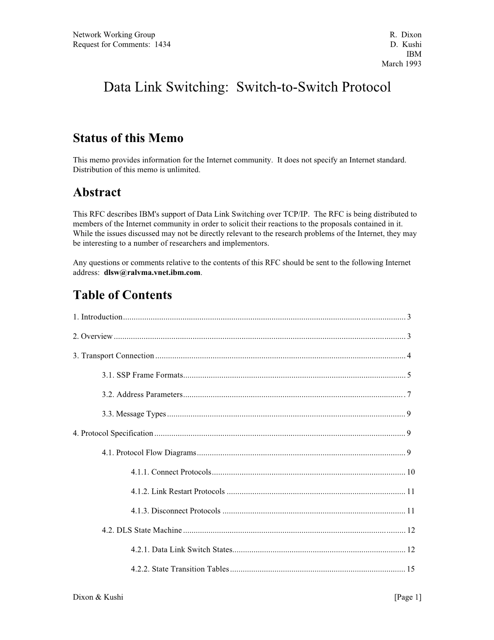 Data Link Switching: Switch-To-Switch Protocol