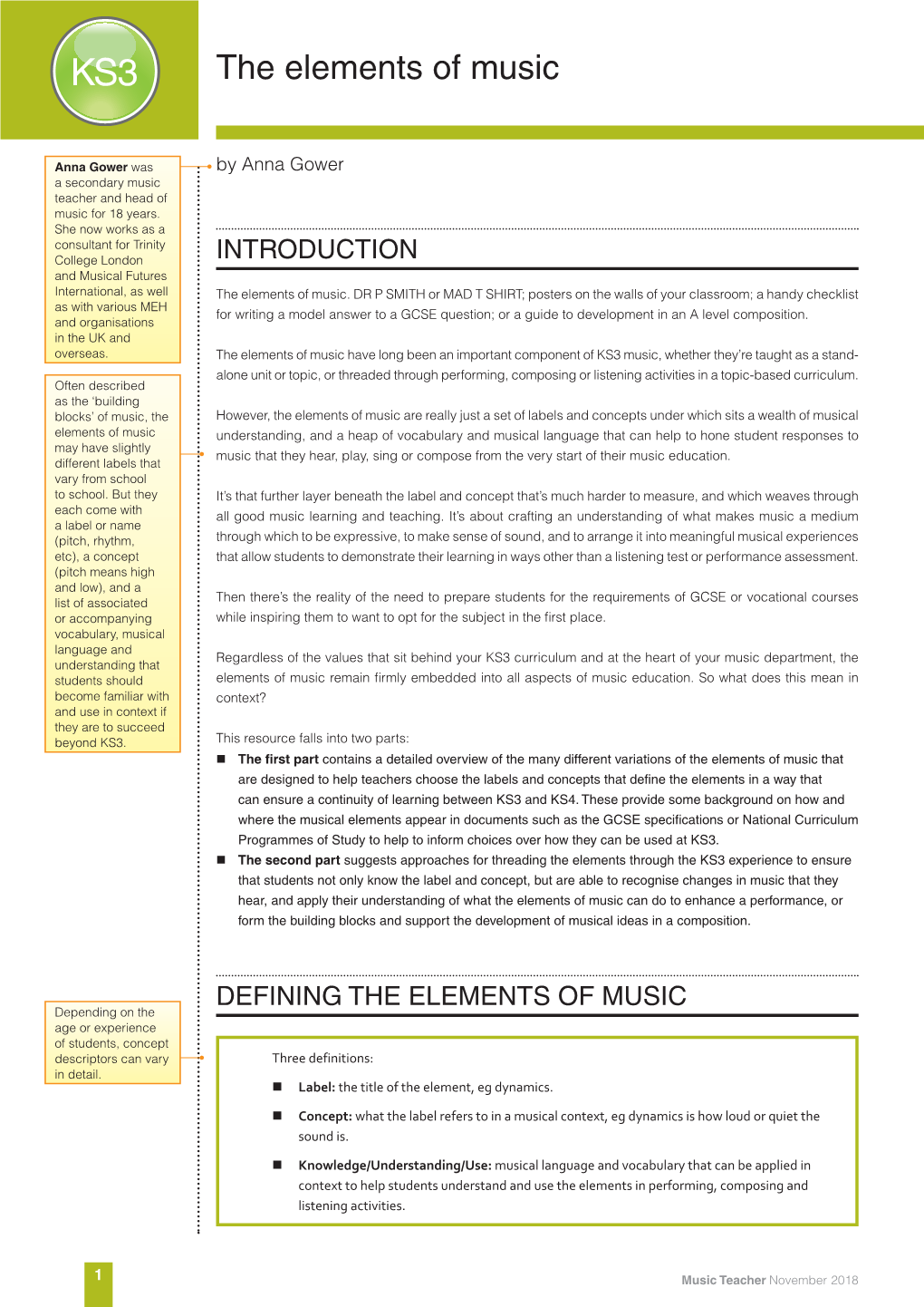 The Elements of Music