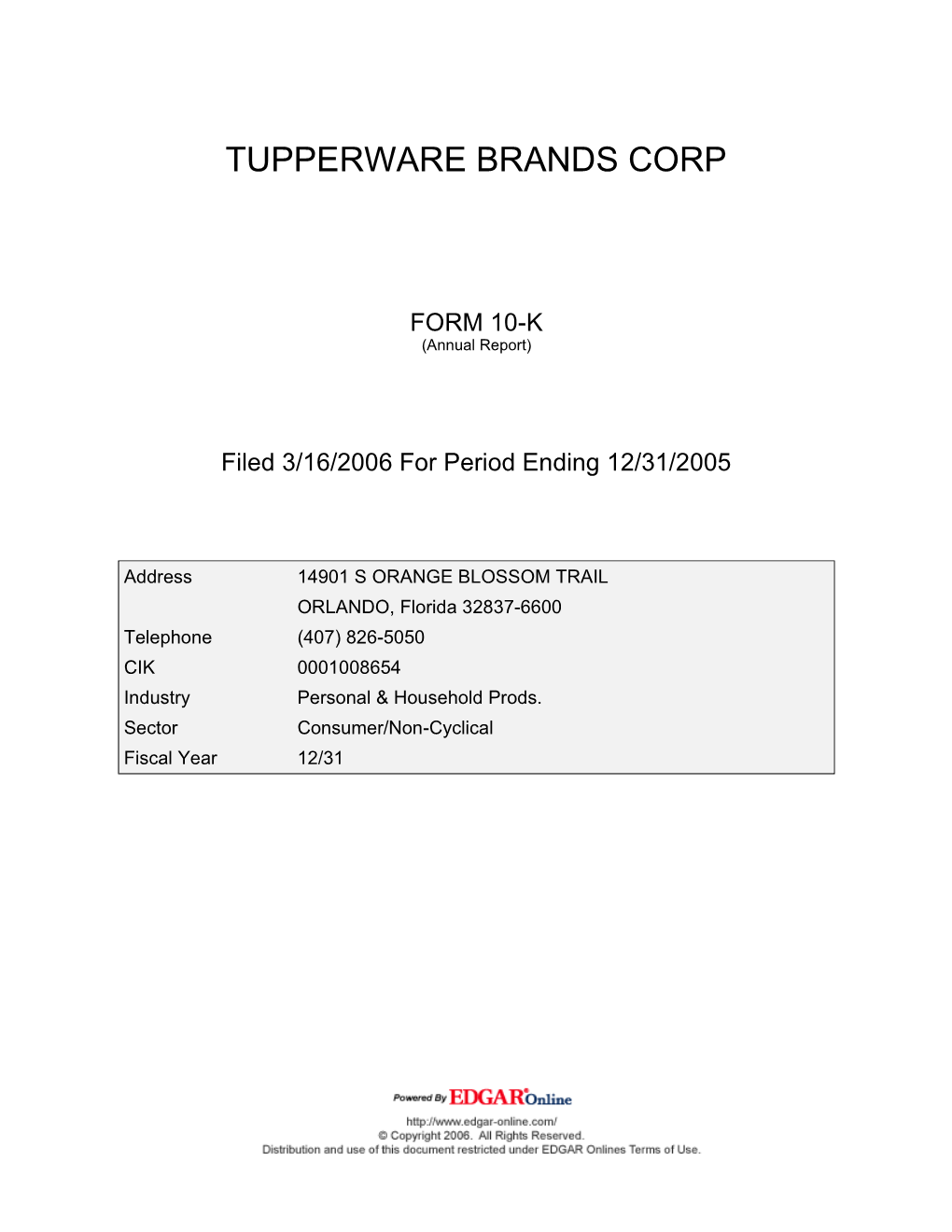 Tupperware Brands Corp