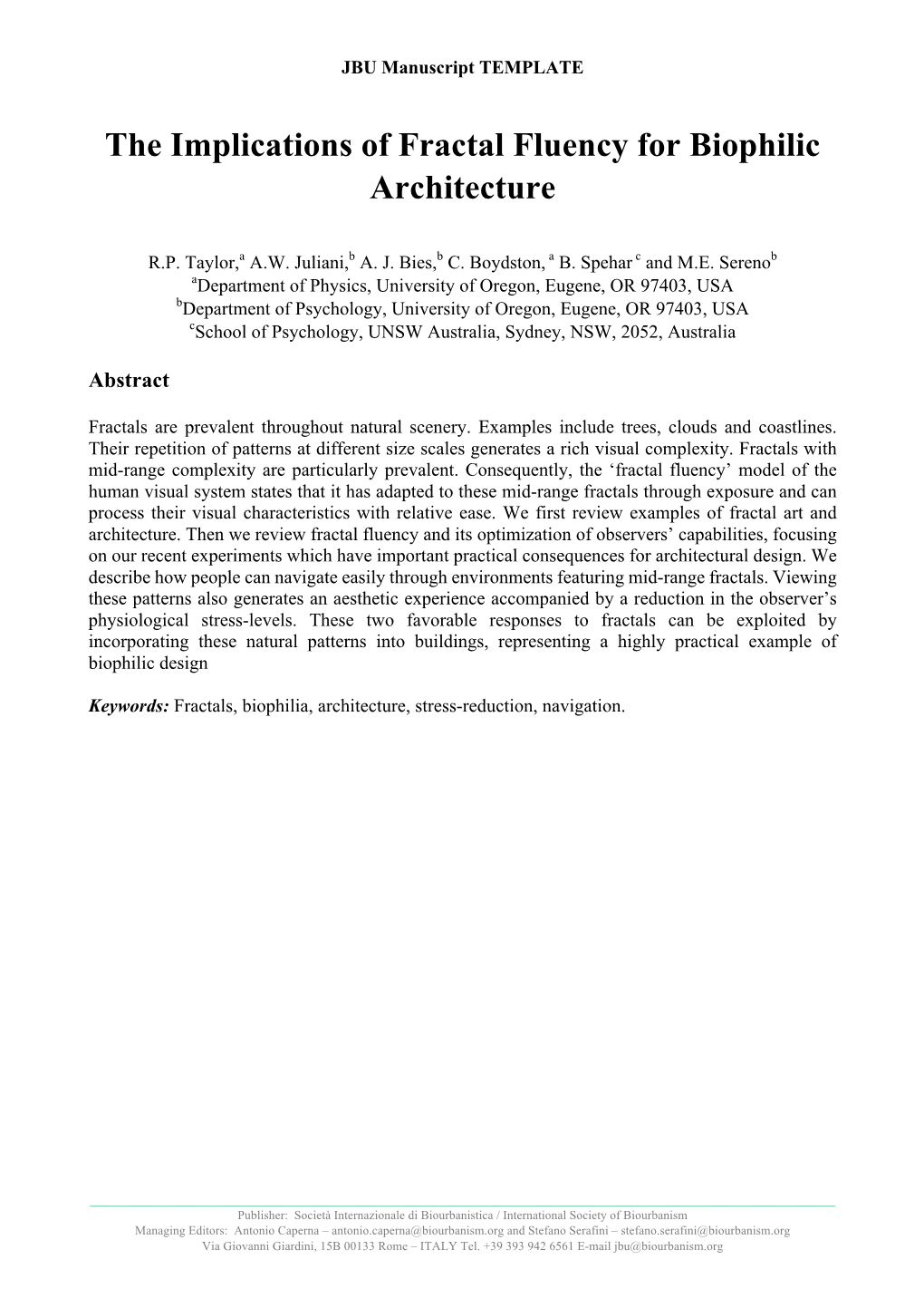 The Implications of Fractal Fluency for Biophilic Architecture