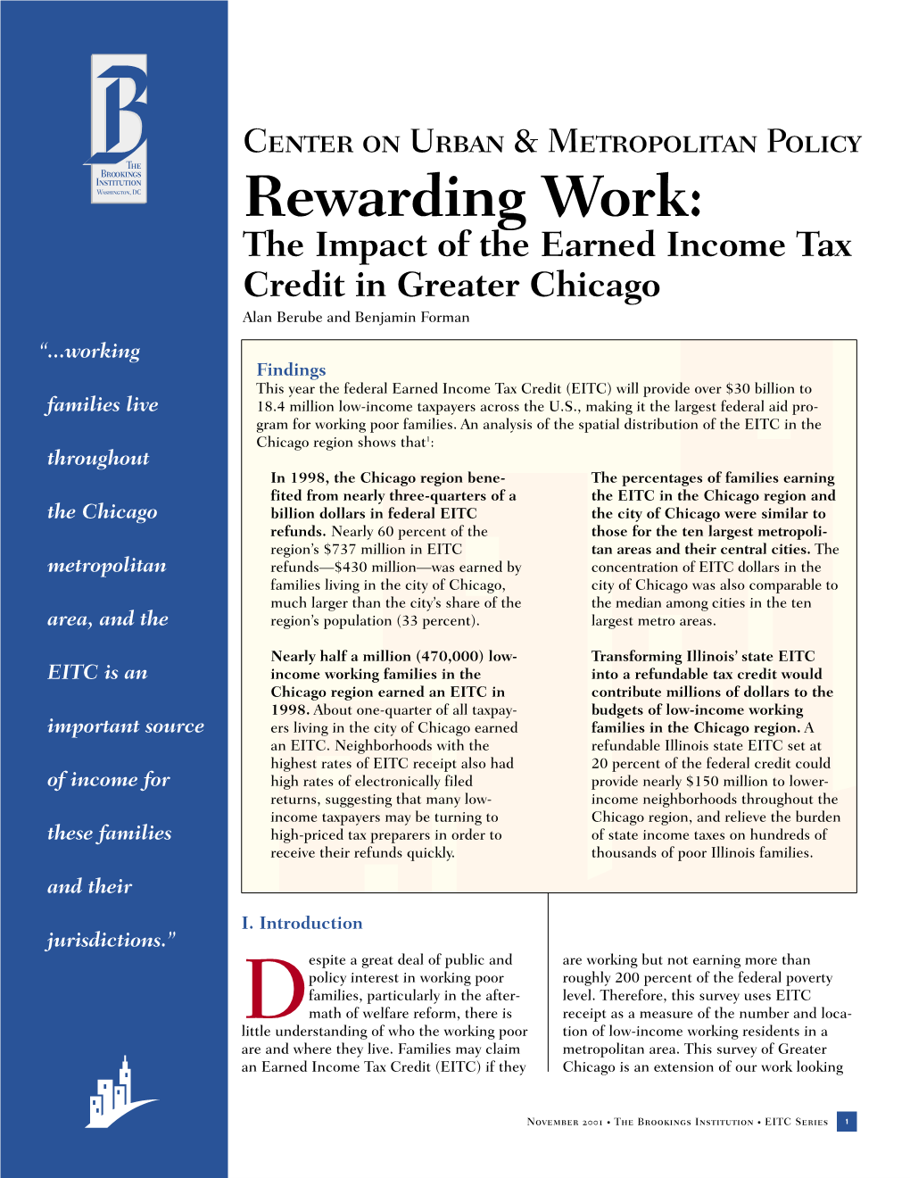 Rewarding Work: the Impact of the Earned Income Tax Credit in Greater Chicago