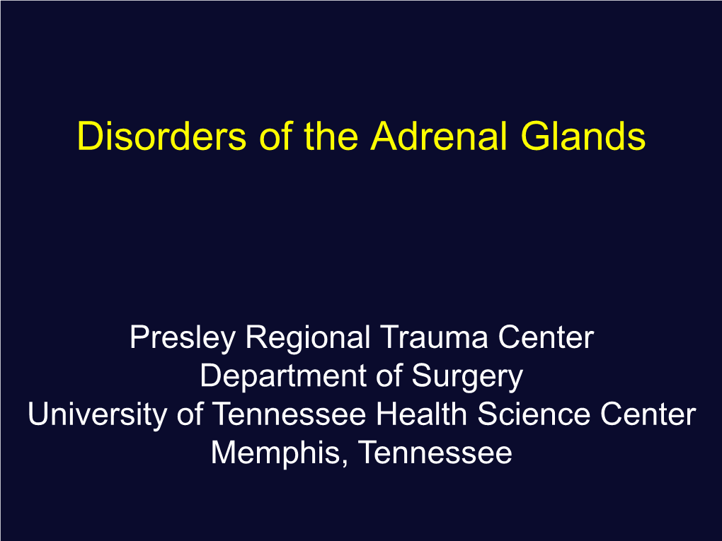 Disorders of the Adrenal Glands