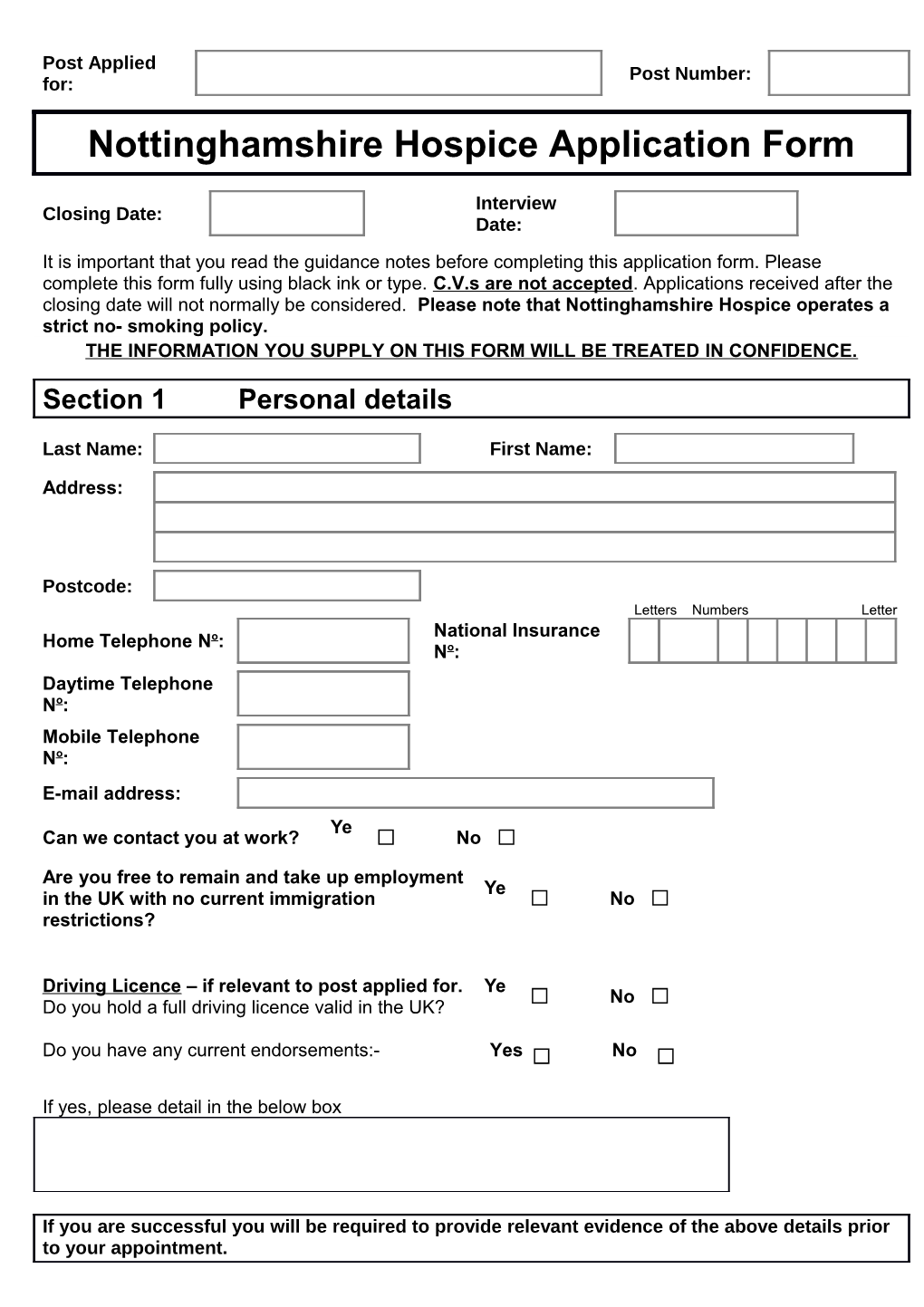 Job Application Form Template s10