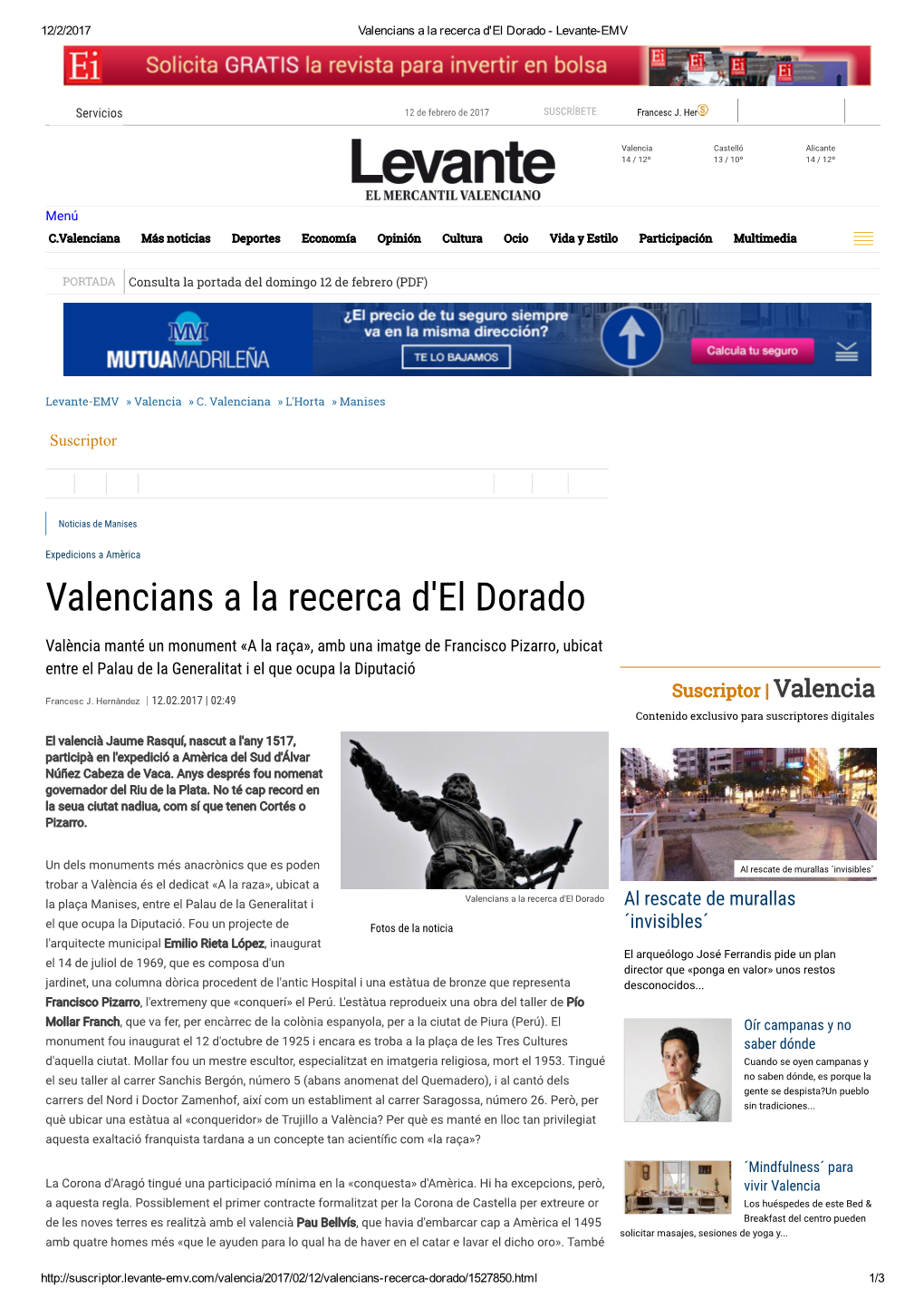 Valencians a La Recerca D'el Dorado ­ Levante­EMV