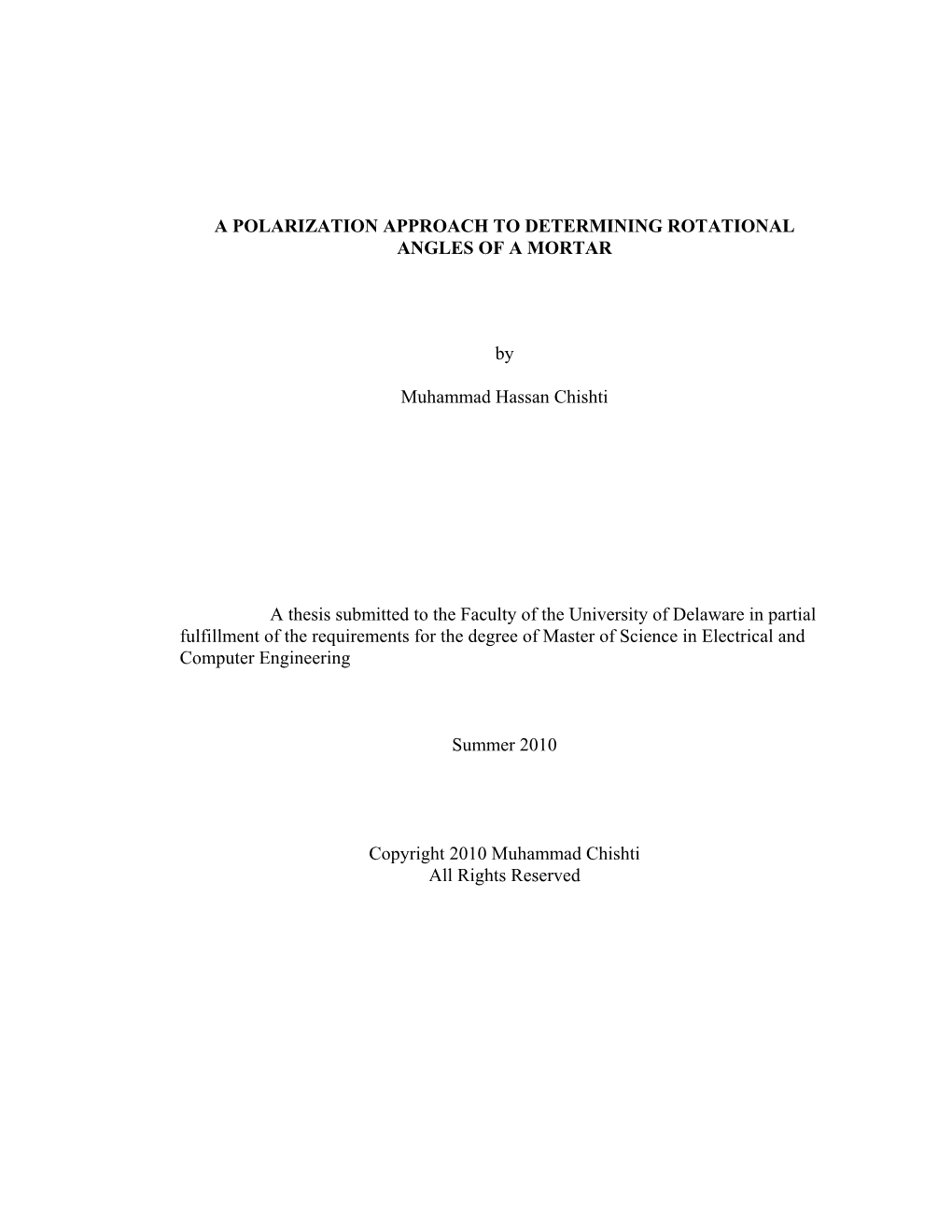 A Polarization Approach to Determining Rotational Angles of a Mortar