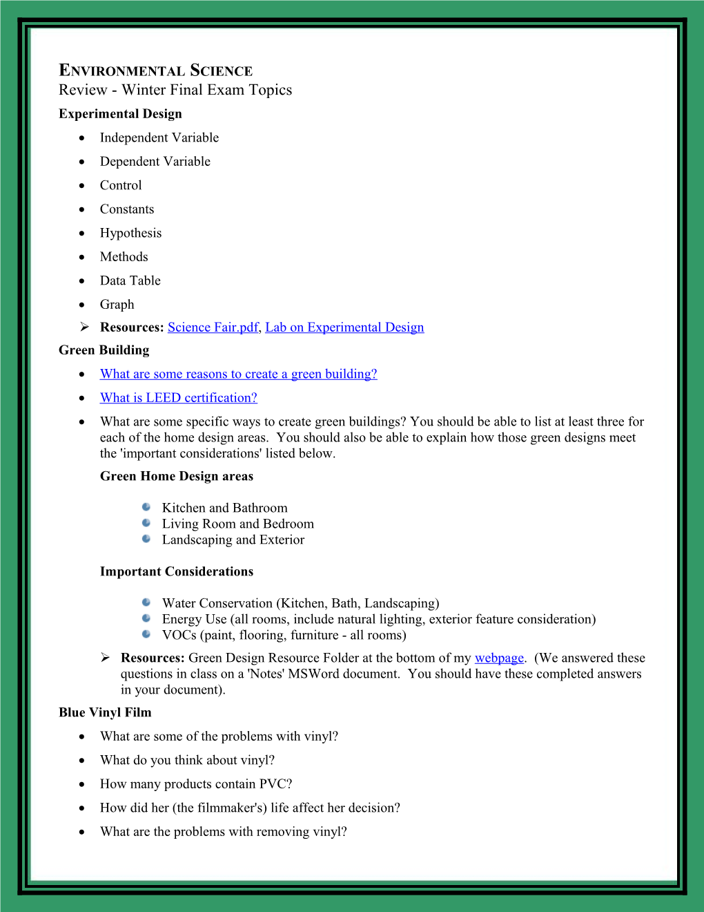 Environmental Science s1