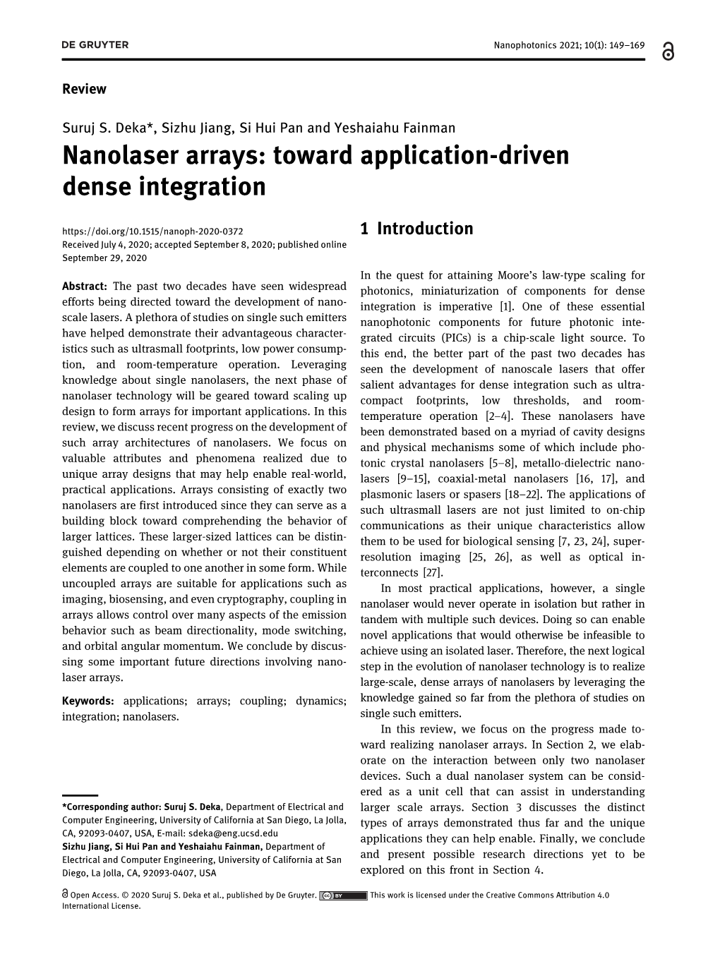 Nanolaser Arrays