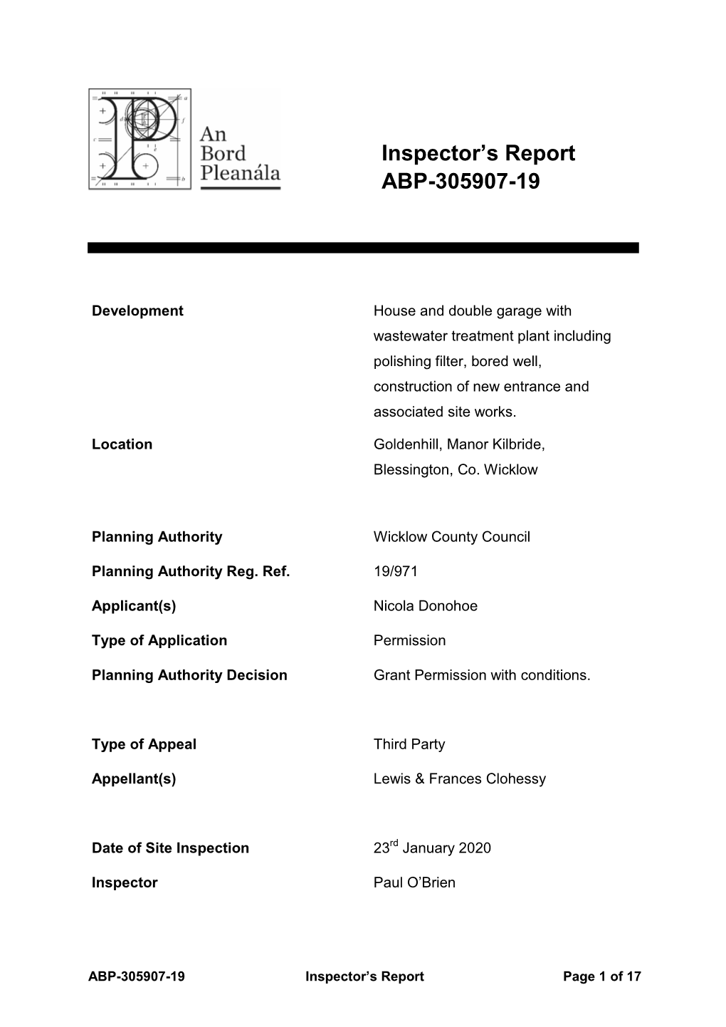 Report Template Normal Planning Appeal