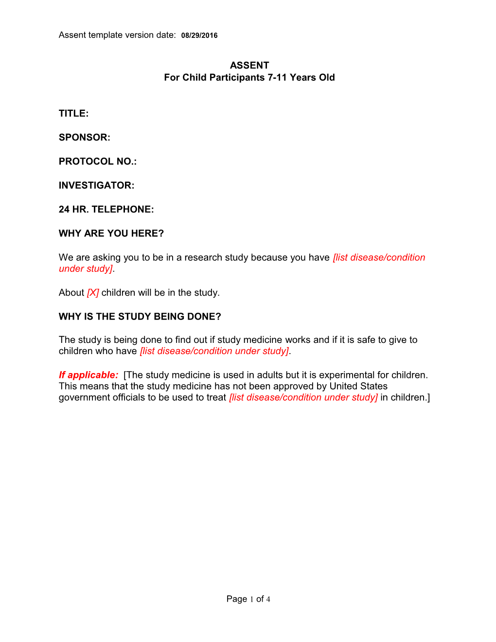 Assent Document Template