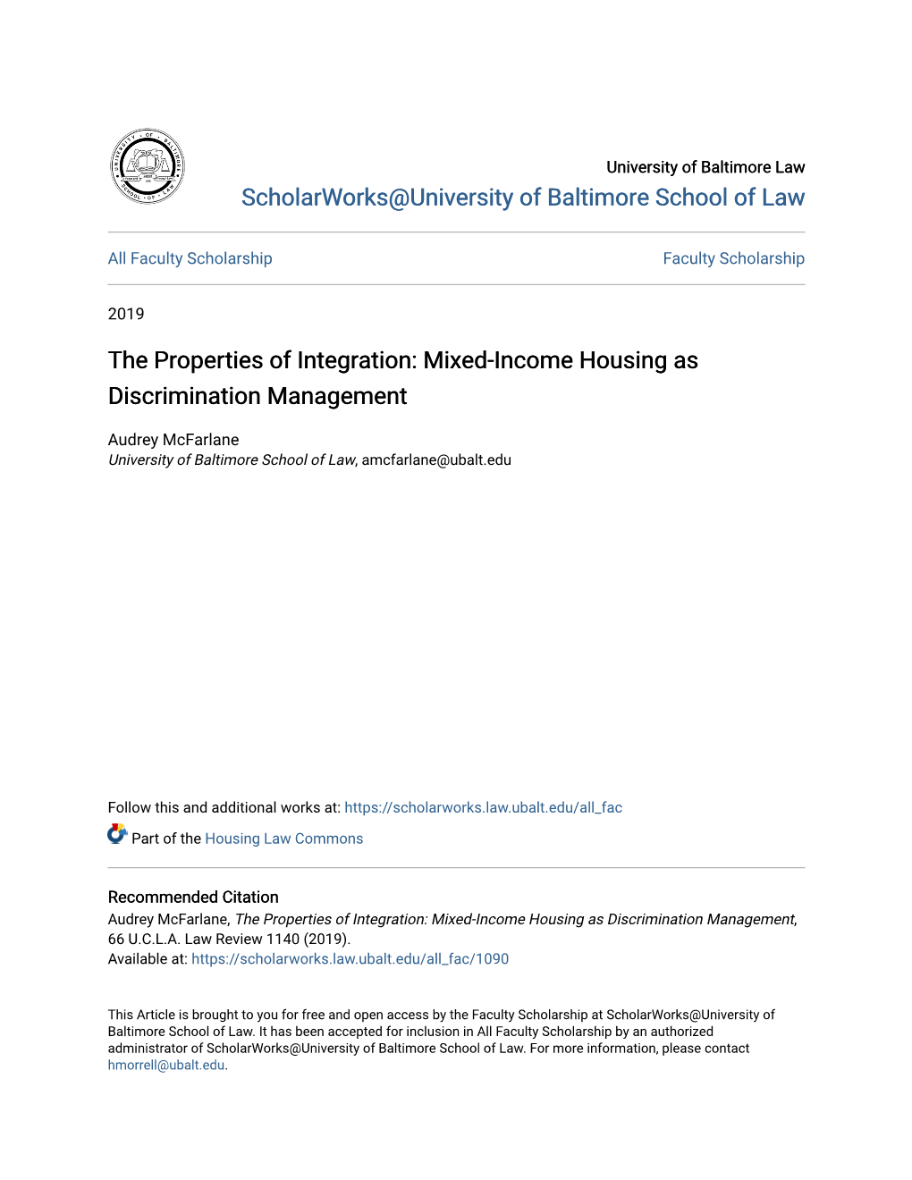 Mixed-Income Housing As Discrimination Management