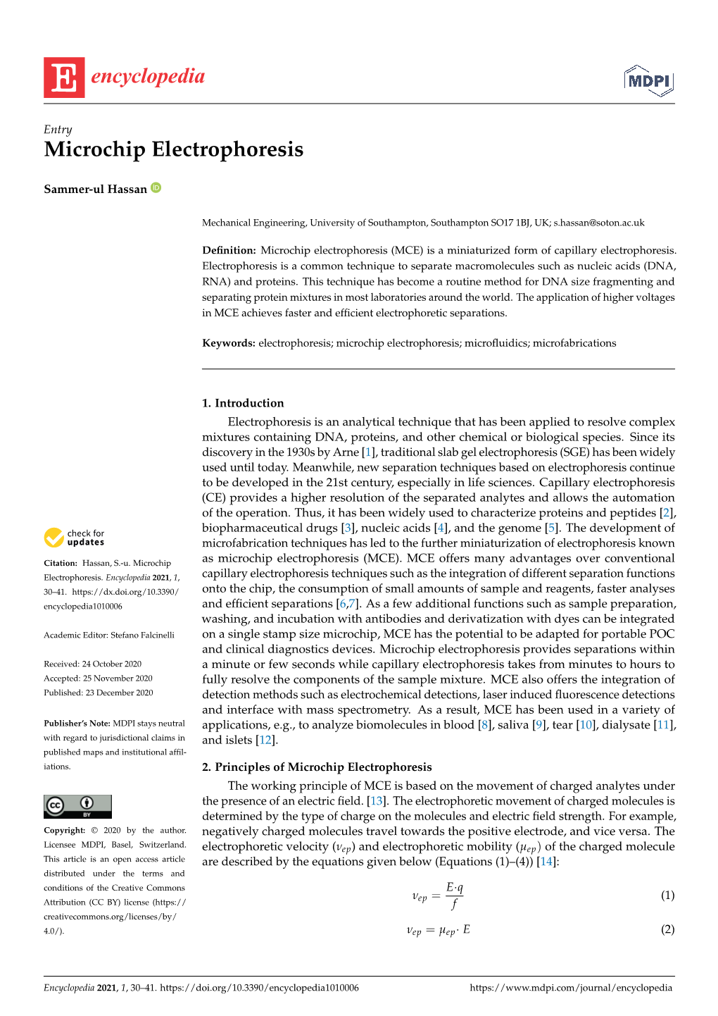 Microchip Electrophoresis