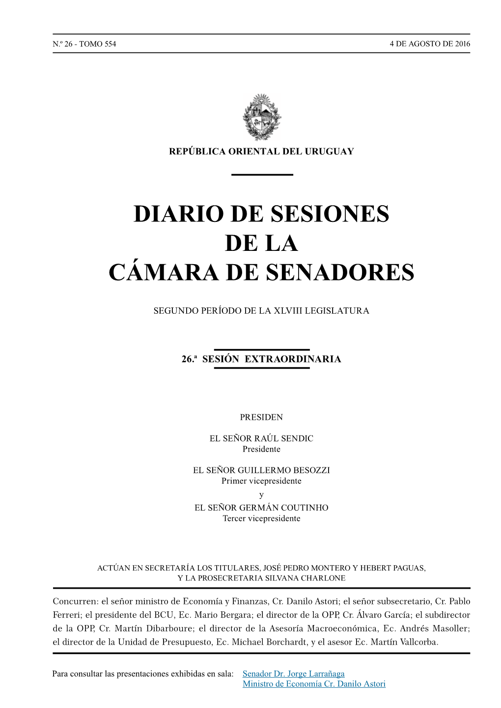 Diario De Sesiones De La Cámara De Senadores