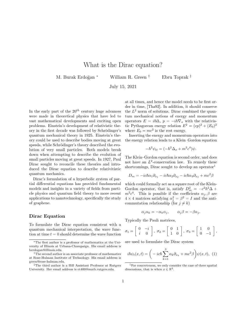 What Is the Dirac Equation?