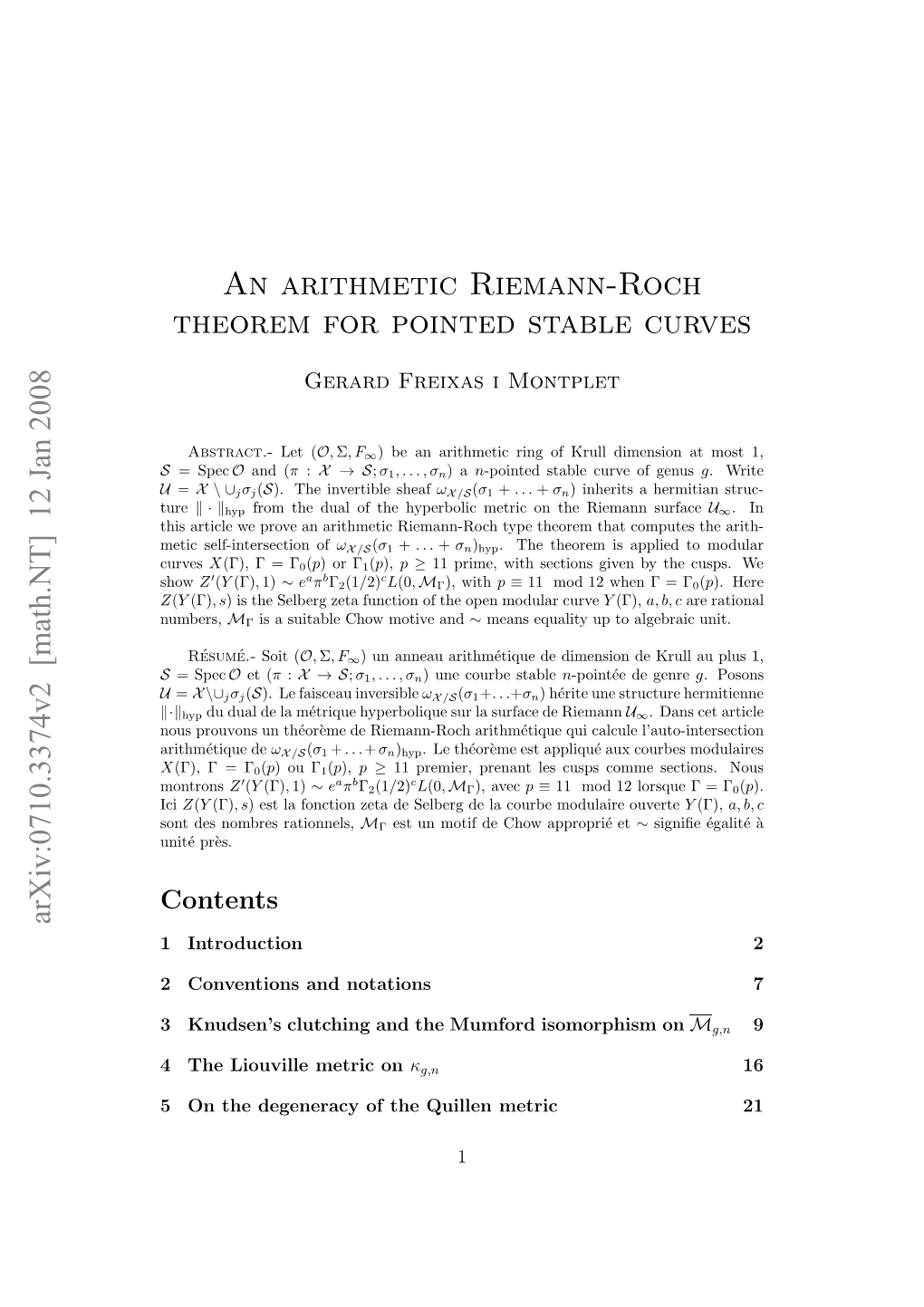 An Arithmetic Riemann-Roch Theorem for Pointed Stable Curves