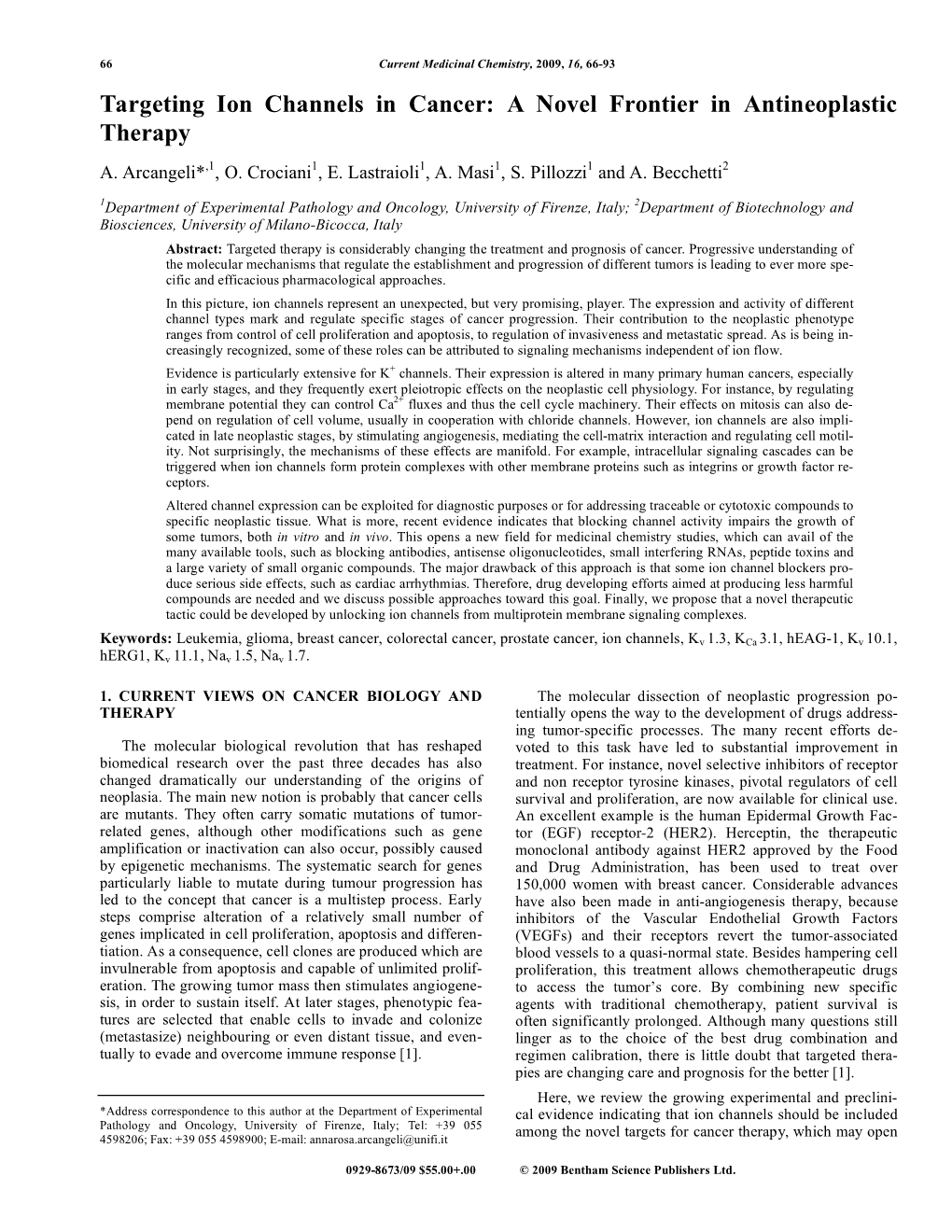 Targeting Ion Channels in Cancer: a Novel Frontier in Antineoplastic Therapy A