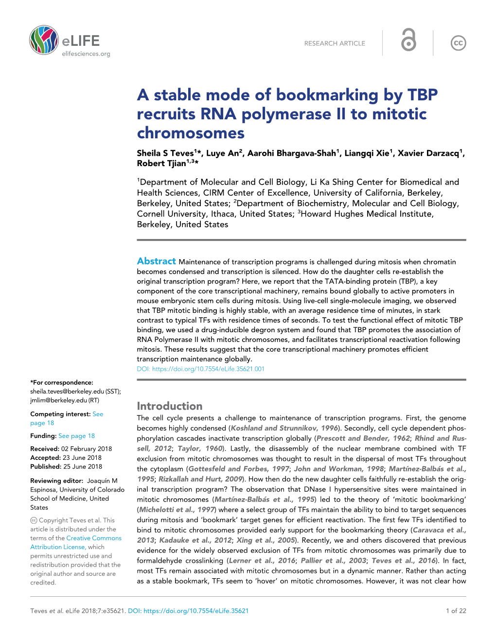 A Stable Mode of Bookmarking by TBP Recruits RNA Polymerase II To