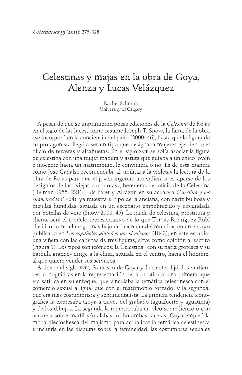 Celestinas Y Majas En La Obra De Goya, Alenza Y Lucas Velázquez