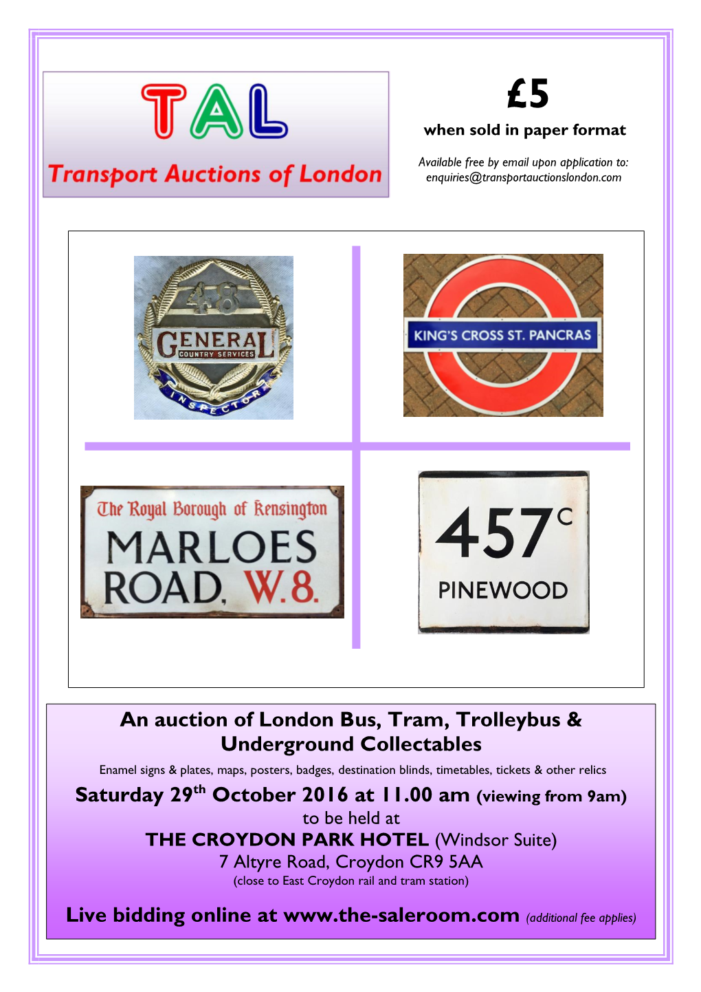 An Auction of London Bus, Tram, Trolleybus & Underground