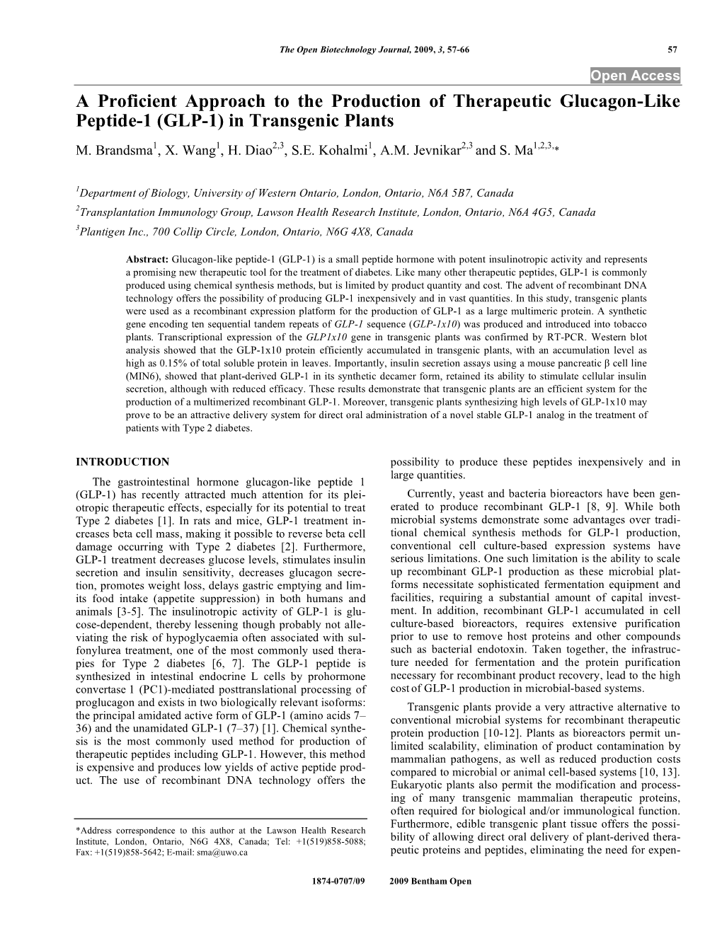 (GLP-1) in Transgenic Plants