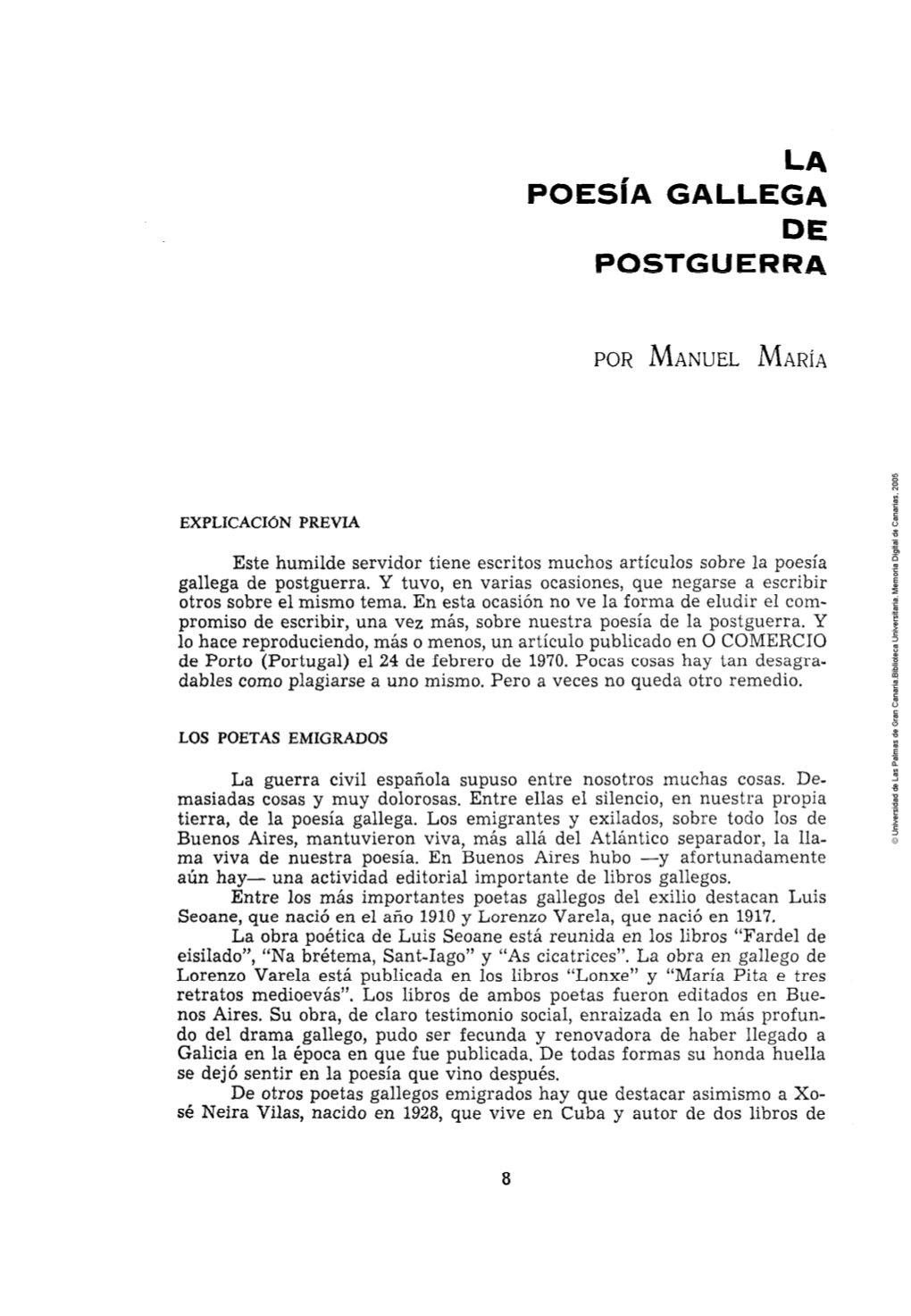 La Poesía Gallega De Postguerra