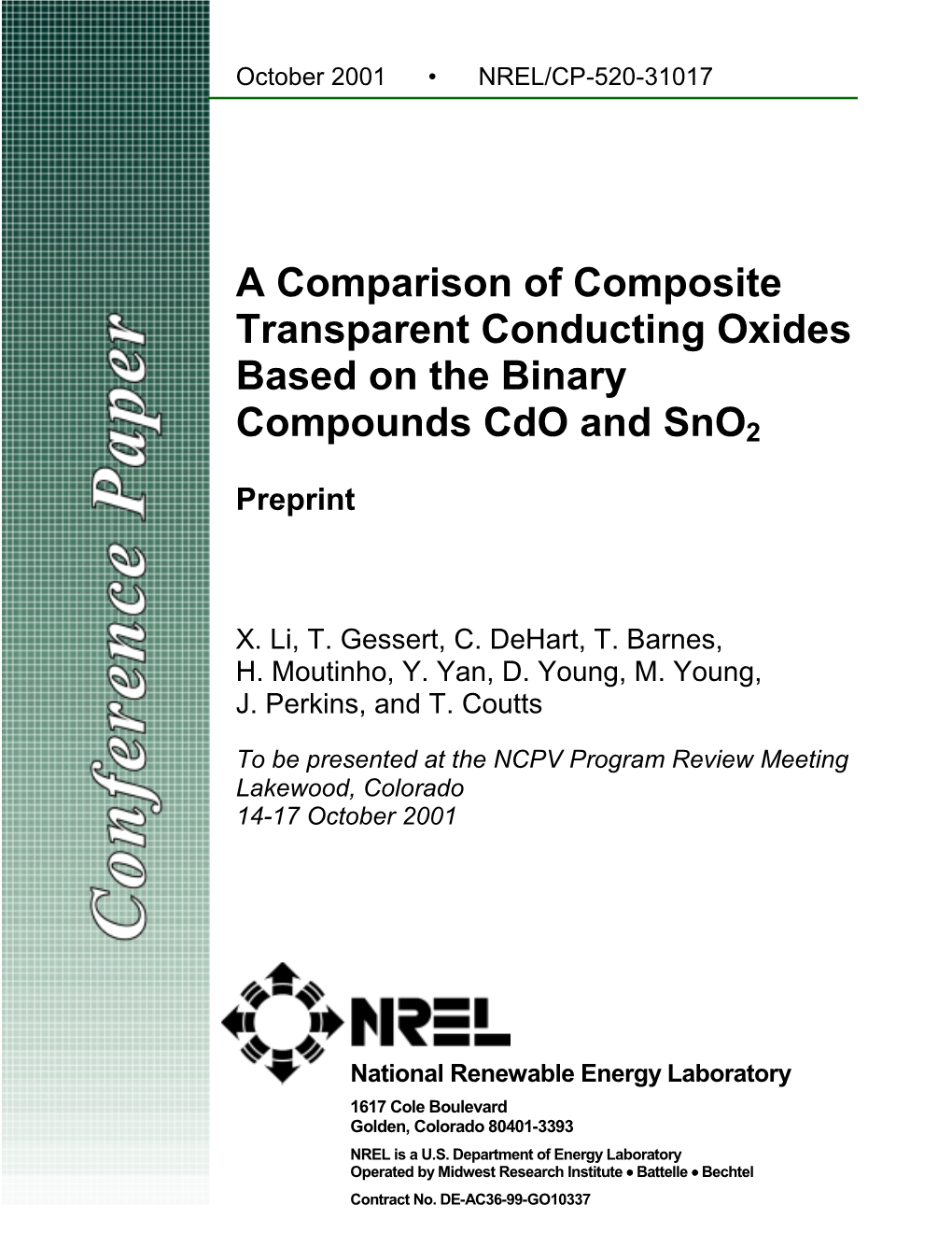 A Comparison of Composite Transparent Conducting Oxides Based on the Binary Compounds Cdo and Sno2