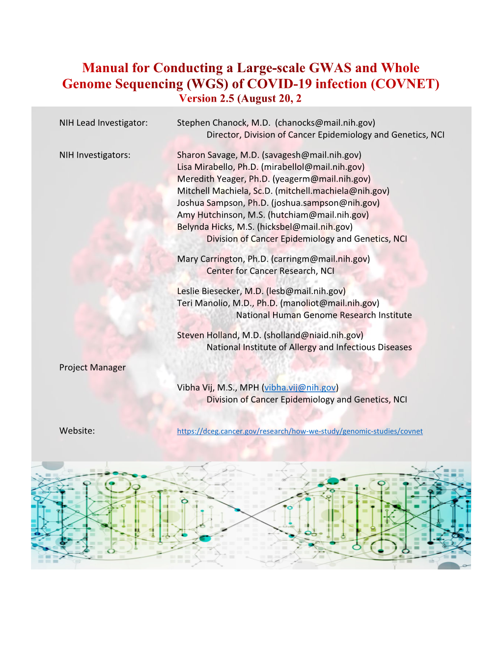 Manual for Conducting a Large-Scale GWAS and Whole Genome