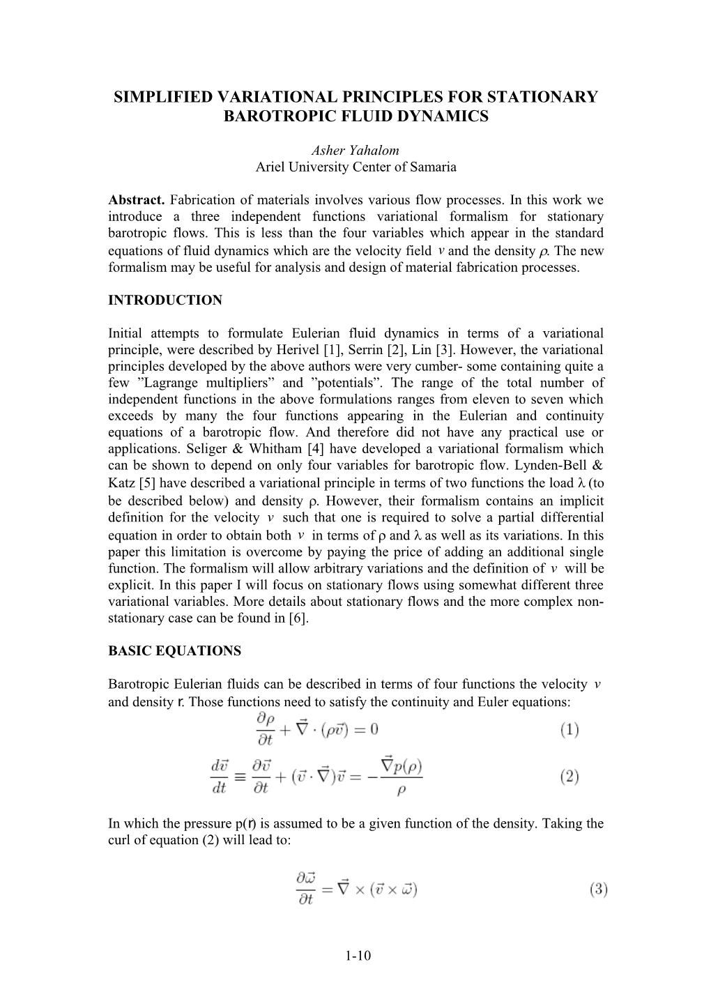 Simplified Variational Principles for Stationary Barotropic Fluid Dynamics