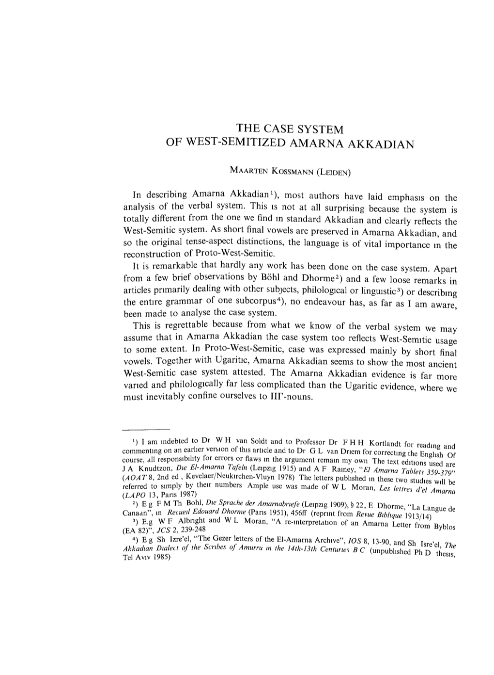 The Case System of West-Semitized Amarna Akkadian